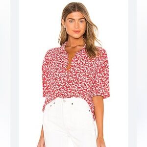 Miaou Short Sleeve Blouse‎ in Spice size small